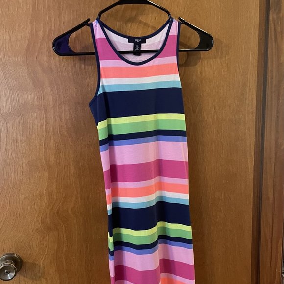 Gap Kids - Girls Size Medium - Multi-Colored Striped Sleeveless Long Tank Dress - Picture 1 of 4